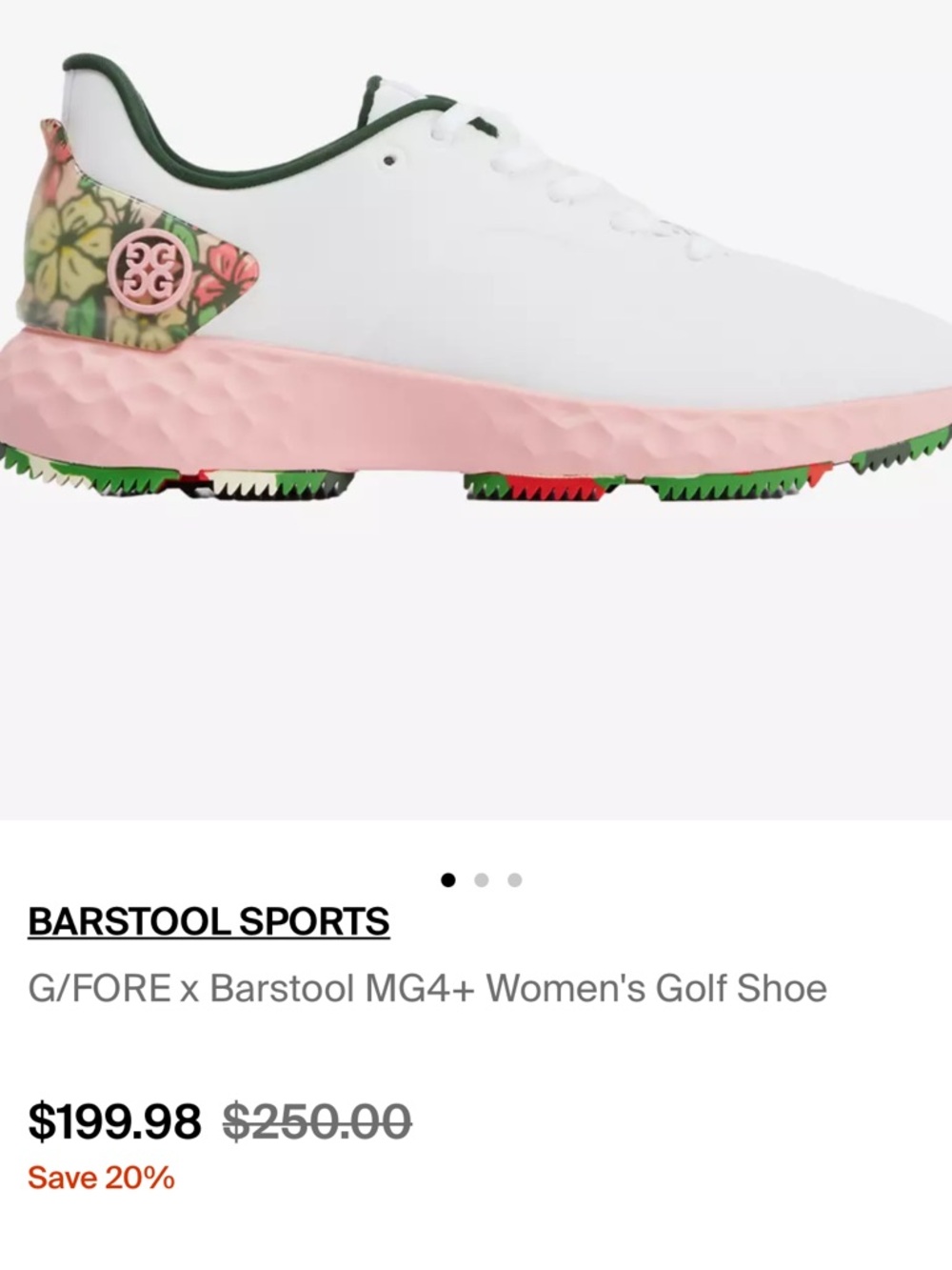G/FORE MG4+ Women's Golf Shoe - White, Pink & Green